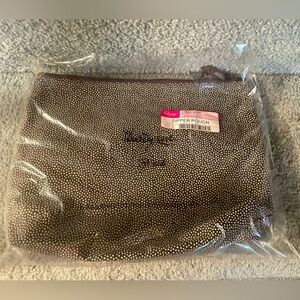 Thirty-One Zipper Pouch NWT, Retired Brown Pin Dots Print